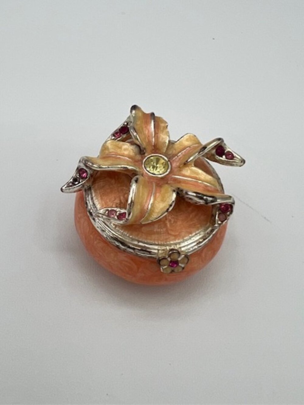 Jay Strongwater Stargazer Lily Enamel Crystal Trinket Box
